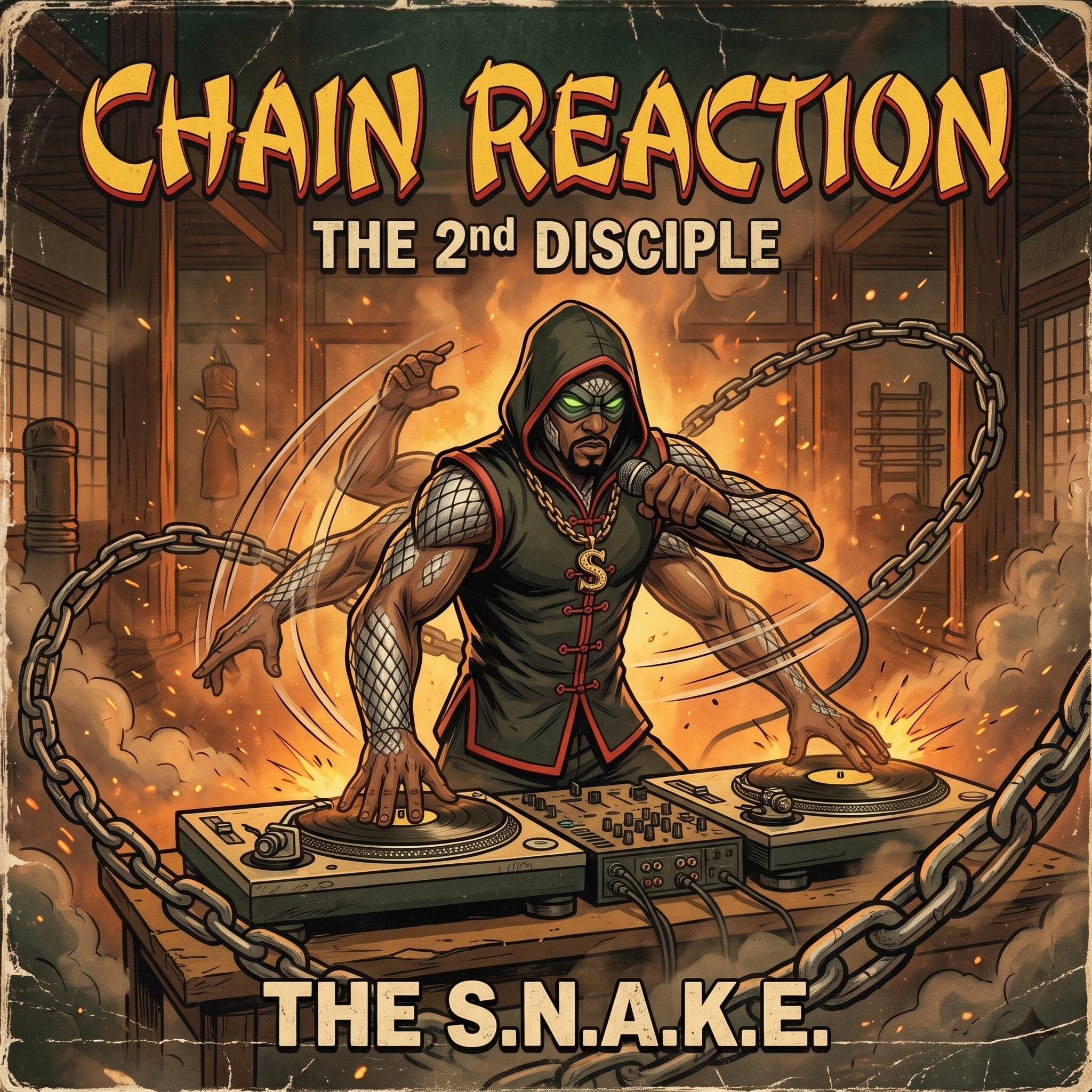 Track 04: Chain Reaction Single Cover Art featuring kinetic strike sequences